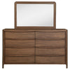 Rie Wide Dresser with Mirror | 8 Drawers Walnut Brown | Round Corners BM339940