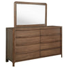 Rie Wide Dresser with Mirror | 8 Drawers Walnut Brown | Round Corners