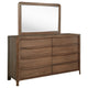 Rie Wide Dresser with Mirror | 8 Drawers Walnut Brown | Round Corners