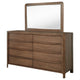Rie Wide Dresser with Mirror | 8 Drawers Walnut Brown | Round Corners BM339940