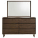 Genu Wide Dresser with Mirror | 6 Drawers | Beveled Glass | Brown Wood BM339941