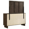 Genu Wide Dresser with Mirror | 6 Drawers | Beveled Glass | Brown Wood BM339941