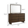 Genu Wide Dresser with Mirror | 6 Drawers | Beveled Glass | Brown Wood BM339941