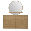 Fij Wide Dresser with Mirror | 8 Drawers Sand Wash Brown | Brass Knobs BM339942