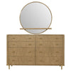 Fij Wide Dresser with Mirror | 8 Drawers Sand Wash Brown | Brass Knobs