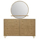 Fij Wide Dresser with Mirror | 8 Drawers Sand Wash Brown | Brass Knobs