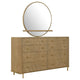 Fij Wide Dresser with Mirror | 8 Drawers Sand Wash Brown | Brass Knobs