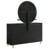 Fij Wide Dresser with Mirror | 8 Drawers | Black Wood | Brass Knobs BM339943
