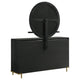 Fij Wide Dresser with Mirror | 8 Drawers | Black Wood | Brass Knobs BM339943