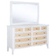 Heo Wide Dresser with Mirror | 10 Drawers | White | Brown Wood Frame