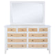 Heo Wide Dresser with Mirror | 10 Drawers | White | Brown Wood Frame