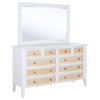 Heo Wide Dresser with Mirror | 10 Drawers | White | Brown Wood Frame