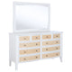 Heo Wide Dresser with Mirror | 10 Drawers | White | Brown Wood Frame