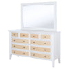 Heo Wide Dresser with Mirror | 10 Drawers | White | Brown Wood Frame BM339944