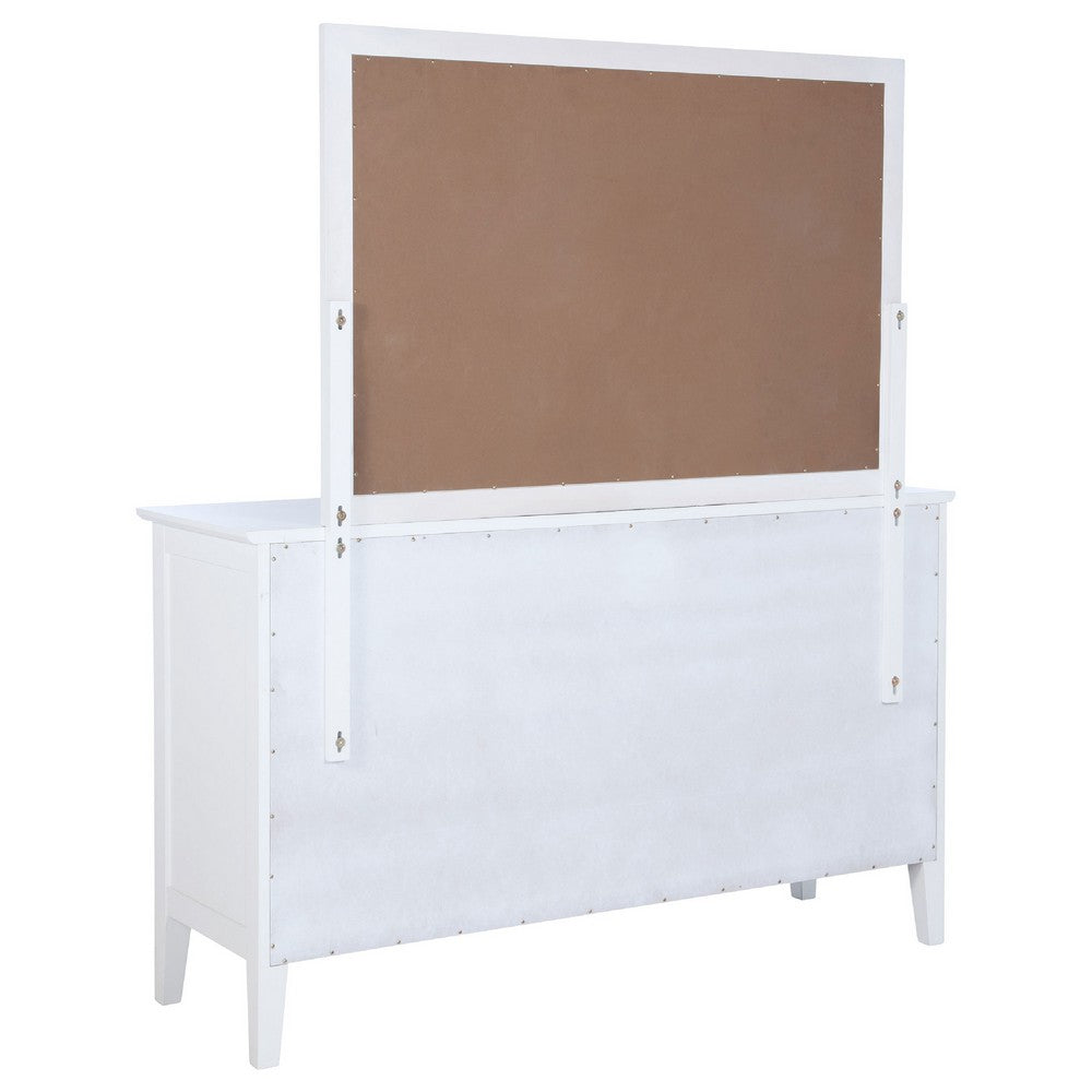 Heo Wide Dresser with Mirror | 10 Drawers | White | Brown Wood Frame