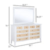 Heo Wide Dresser with Mirror | 10 Drawers | White | Brown Wood Frame