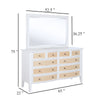 Heo Wide Dresser with Mirror | 10 Drawers | White | Brown Wood Frame BM339944