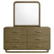 Deon Wide Dresser with Mirror | 6 Drawers | Brown Wood | Matte Nickel BM339945