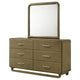 Deon Wide Dresser with Mirror | 6 Drawers | Brown Wood | Matte Nickel BM339945