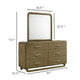 Deon Wide Dresser with Mirror | 6 Drawers | Brown Wood | Matte Nickel BM339945