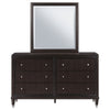 Amber Wide Dresser with Mirror | 6 Drawers | Brown Wood | Silver Knobs BM339946