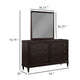 Amber Wide Dresser with Mirror | 6 Drawers | Brown Wood | Silver Knobs BM339946
