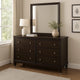 Amber Wide Dresser with Mirror | 6 Drawers | Brown Wood | Silver Knobs BM339946