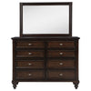 Meon Wide Dresser with Mirror | 8 Drawer | Classic Dark Oak Brown Wood BM339947