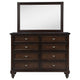 Meon Wide Dresser with Mirror | 8 Drawer | Classic Dark Oak Brown Wood BM339947