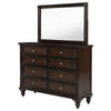 Meon Wide Dresser with Mirror | 8 Drawer | Classic Dark Oak Brown Wood BM339947