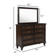 Meon Wide Dresser with Mirror | 8 Drawer | Classic Dark Oak Brown Wood BM339947