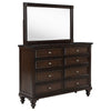 Meon Wide Dresser with Mirror | 8 Drawer | Classic Dark Oak Brown Wood