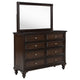 Meon Wide Dresser with Mirror | 8 Drawer | Classic Dark Oak Brown Wood