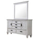 Eli Wide Dresser with Mirror | 5 Drawers 2 Cabinets | Distressed White BM339948