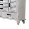 Eli Wide Dresser with Mirror | 5 Drawers 2 Cabinets | Distressed White BM339948