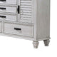 Eli Wide Dresser with Mirror | 5 Drawers 2 Cabinets | Distressed White BM339948