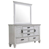 Eli Wide Dresser with Mirror | 5 Drawers 2 Cabinets | Distressed White