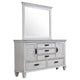 Eli Wide Dresser with Mirror | 5 Drawers 2 Cabinets | Distressed White
