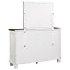 Meki Wide Dresser with Mirror | 7 Drawers | Distressed White Wood BM339950