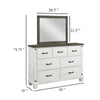 Meki Wide Dresser with Mirror | 7 Drawers | Distressed White Wood BM339950