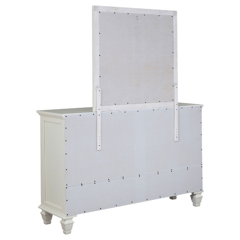 Lila Wide Dresser with Mirror | 11 Drawers 2 Doors | Cream White Wood BM339951