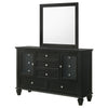 Lila Wide Dresser with Mirror | 11 Drawers | Black Wood | Turned Legs BM339952
