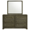 Seon Wide Dresser with Mirror | 6 Drawers | Cocoa Brown | Brass Knobs BM339953