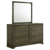 Seon Wide Dresser with Mirror | 6 Drawers | Cocoa Brown | Brass Knobs