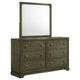 Seon Wide Dresser with Mirror | 6 Drawers | Cocoa Brown | Brass Knobs