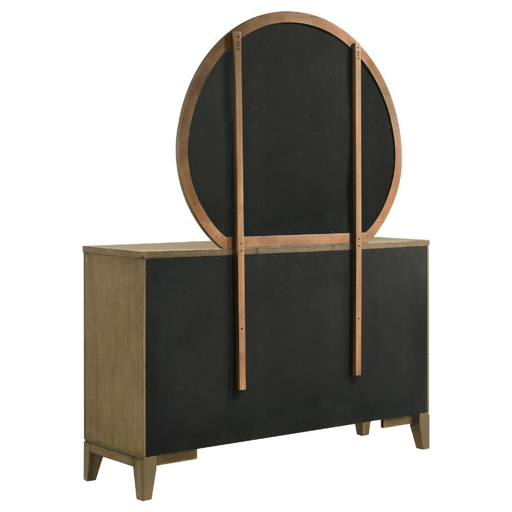 Heon Wide Dresser with Mirror | 8 Drawers | Natural Brown Wood Frame BM339954