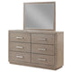 Keno Wide Dresser with Mirror | 6 Drawers | Bar Handles | Barley Brown BM339955