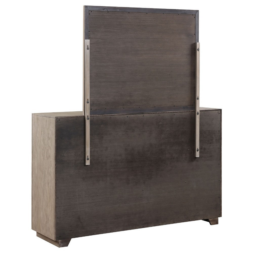 Keno Wide Dresser with Mirror | 6 Drawers | Bar Handles | Barley Brown BM339955