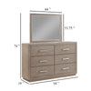 Keno Wide Dresser with Mirror | 6 Drawers | Bar Handles | Barley Brown BM339955