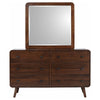 Ryb Wide Dresser with Mirror | 6 Drawers | Dark Walnut Brown Wood BM339956